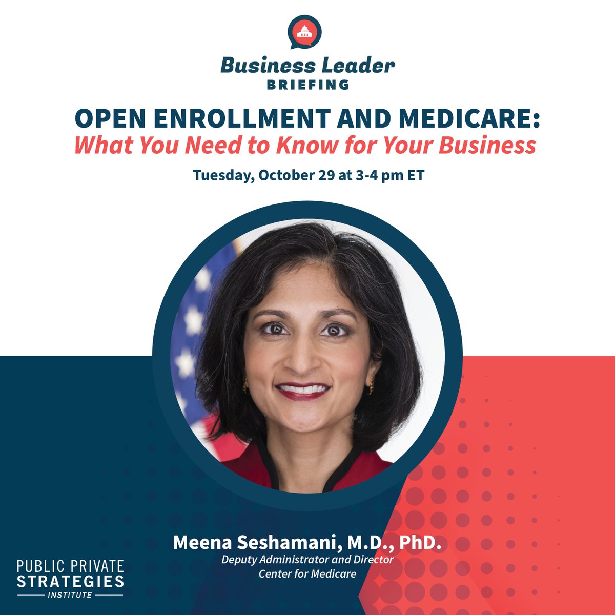 Medicare decisions affecting your workforce? 

Join Dr. Meena Seshamani, Director of <a href="/CMSGov/">CMSGov</a> Medicare, for expert guidance on supporting employees through their Medicare journey. 

Register here:
secure.everyaction.com/nu85jomPIkiqOe… 

#EmployerBenefits #Medicare #OpenEnrollment