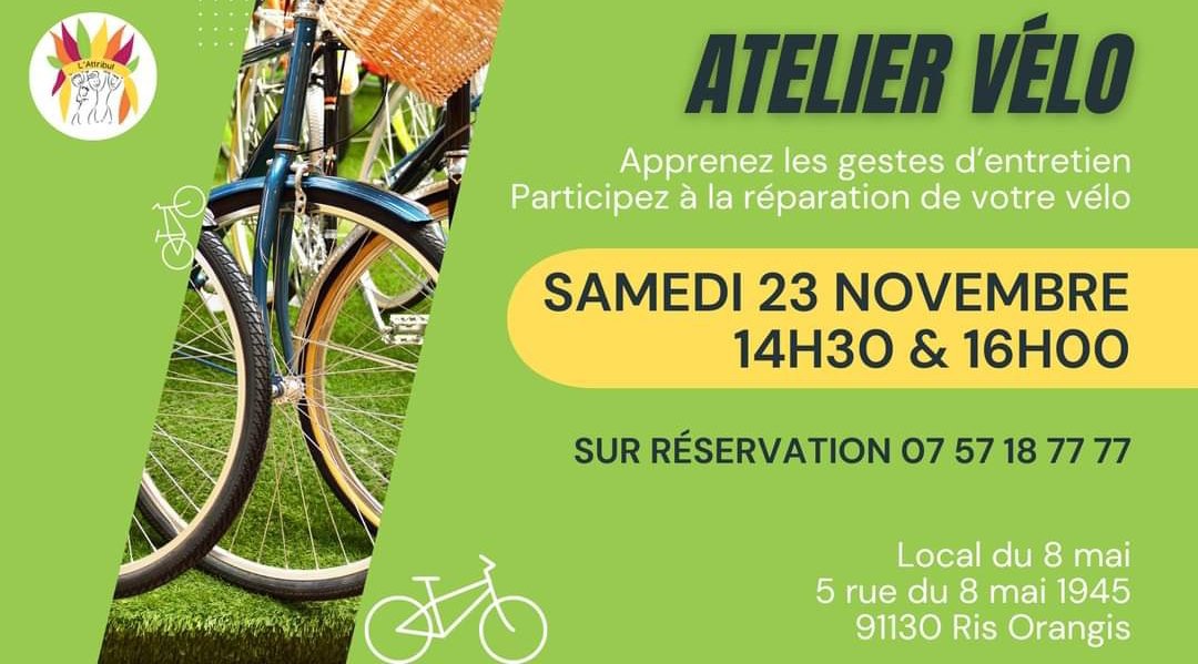 provelo_idf's tweet photo. 🔧 Et c'est les co réparation 🚲 en novembre à Ris-Orangis.
N'oubliez pas de réserver au numéro de téléphone qui sont dans l'affiche.
👀 https://t.co/hlix1cPyKc