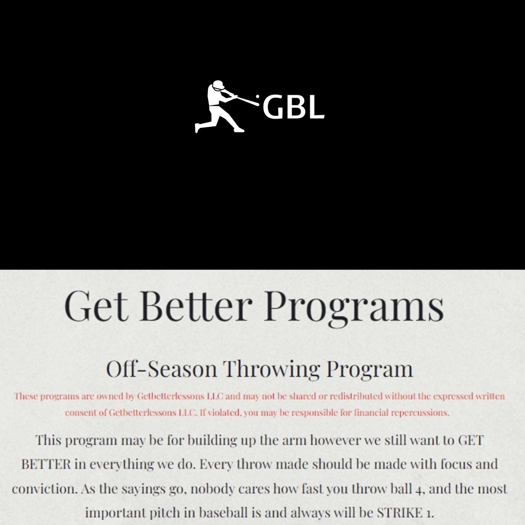 GetBetterLesson's tweet image. Here is a sneak peek of our throwing and velocity programs you receive with our Get Better Pro Membership! Check us out today at getbetterlessons.com (reminder: first 25 subscribers get 50% off starting at midnight on Halloween)