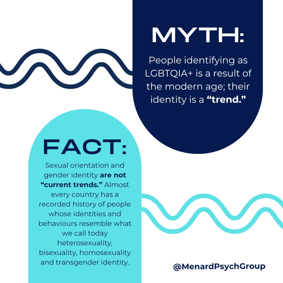 MenardPsych's tweet photo. Welcome Back to MythBuster Mondays!

The goal of this initiative is to expand
perspectives by challenging common stereotypes.

Today we focused on general misconceptions regarding the Igbtaia community and societal mindsets. https://t.co/y7yHiX6qMN
