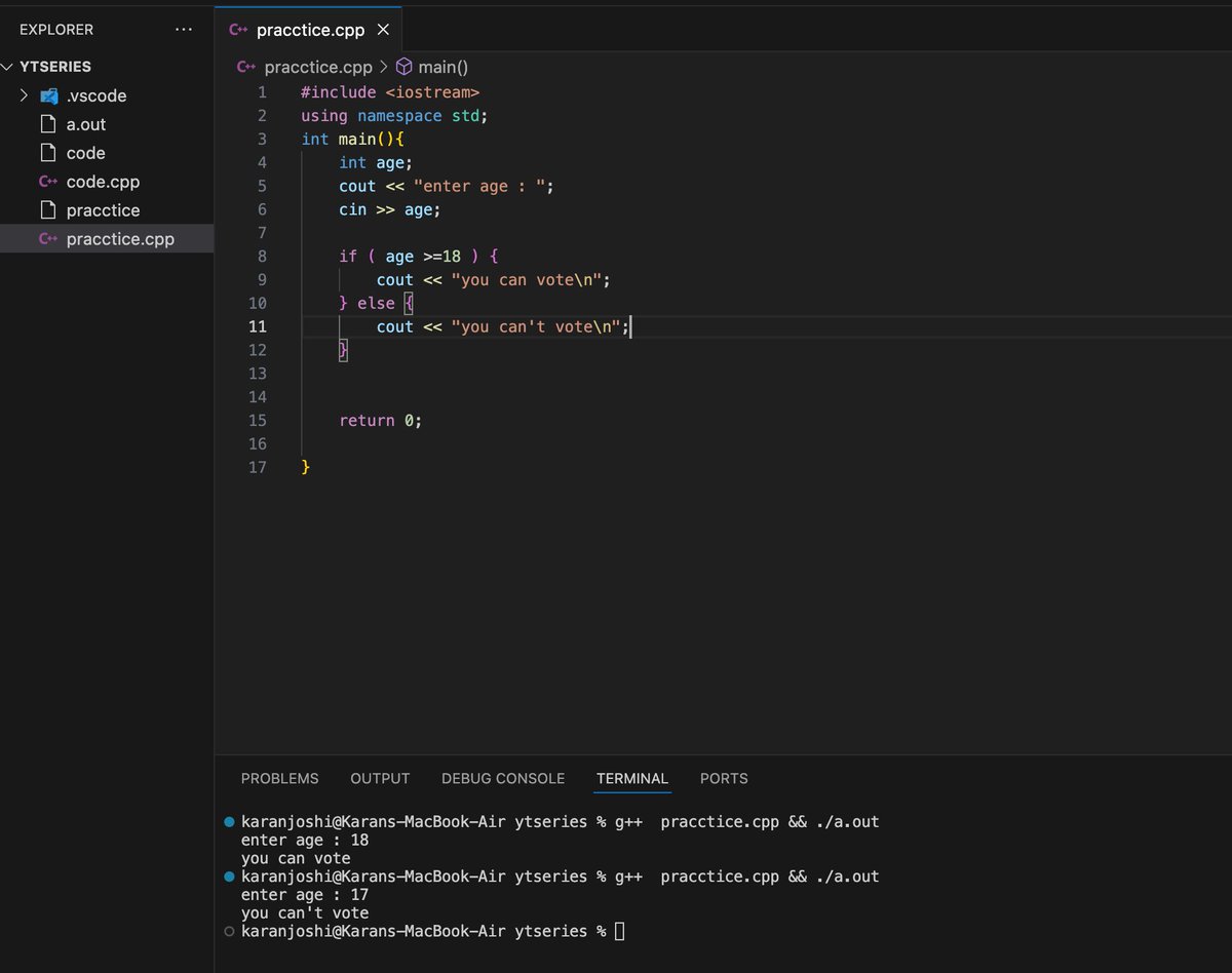 Karanjoshi03's tweet image. Practice ques (If , else )
#CPlusPlus
#CPlusPlusProgramming
#cpp
#FollowForFollow
#RT
#like4like
#TechTwitter