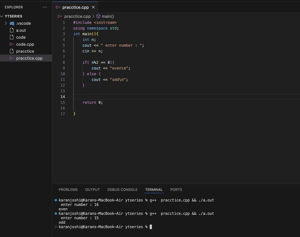 Karanjoshi03's tweet image. Practice ques (If , else )
#CPlusPlus
#CPlusPlusProgramming
#cpp
#FollowForFollow
#RT
#like4like
#TechTwitter