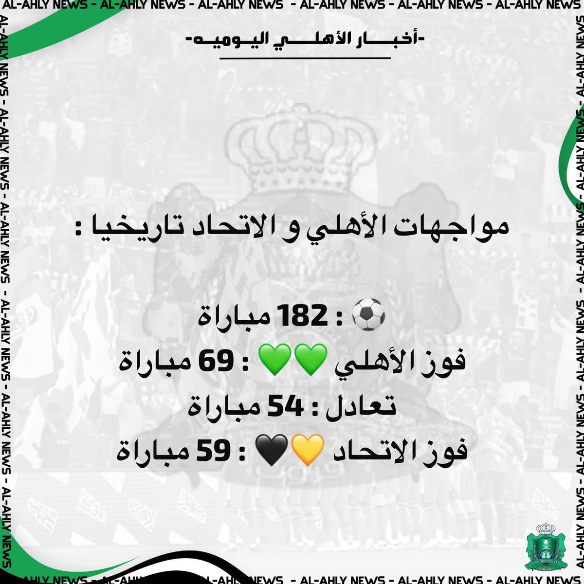 Ahli_g_s's tweet photo. تعود الاثارة والمتعه لأقدم ديربي في السعود الملكي و العميد يوم الخميس على ملعب الجوهره المشعه 
شهدت مواجهات الناديين احداث تاريخيه عبر التاريخ 
وشهدت تفوق واضح للملكي في عدد الانتصارات 
هل يواصل الملكي توسيع الفارق او العميد يوقف الانتصارات ويقلص الفارق 

بالتوفيق للأخضر الملكي 
#الأهلي_الاتحاد 
#الأهلي