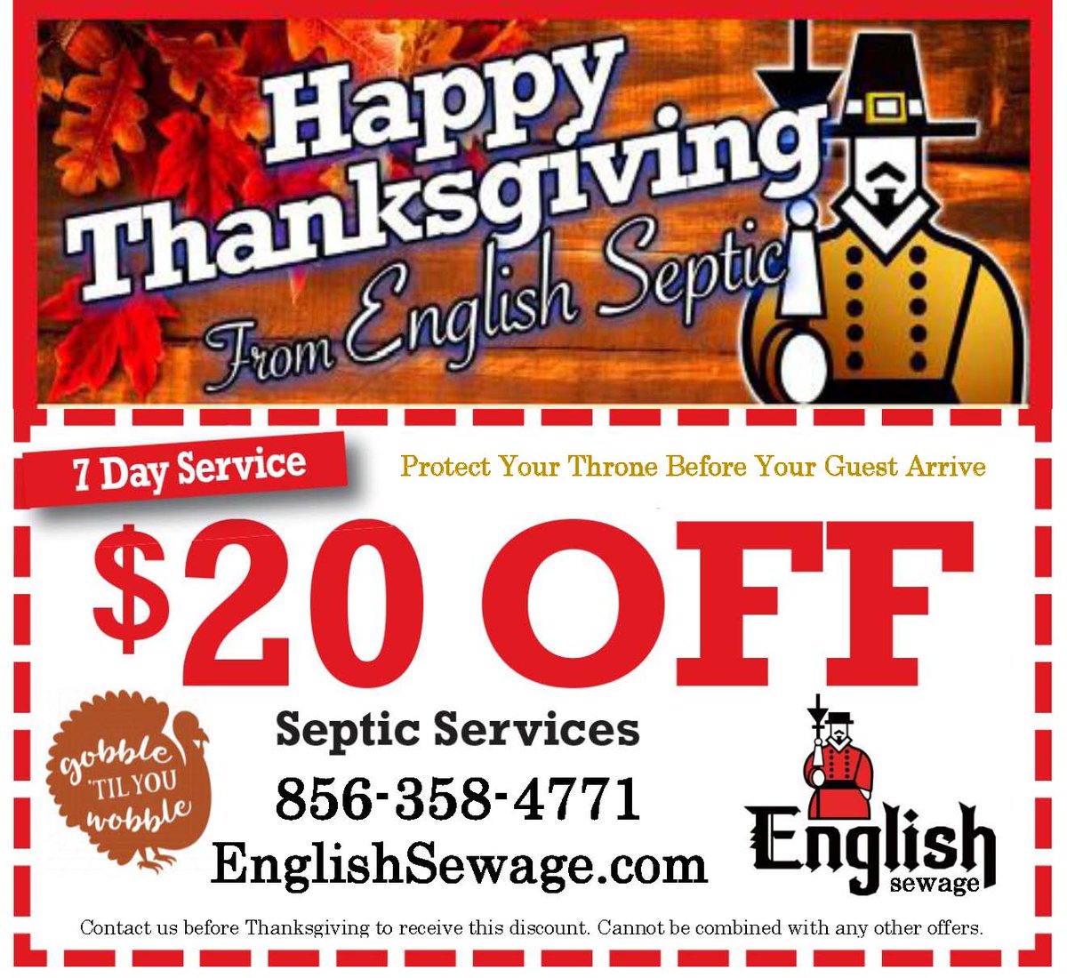 EnglishSeptic's tweet photo. With turkey day approaching, we don't want you to have an extra mess to clean up. Take advantage of this $20 off coupon now for the holiday! Be sure to pre schedule services, do NOT wait until you are having issues. Call today!
** Coupon is only valid until November 30, 2024** https://t.co/99hsi00ozg