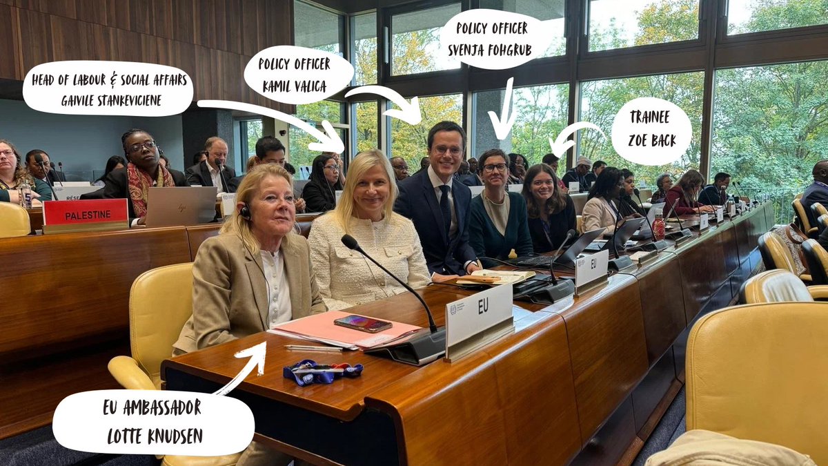 EU_UNGeneva's tweet photo. Today @ILO Director General @GilbertFHoungbo kicked off the Governing Body #GB352. On the busy agenda for the next two weeks: a wide range of international labour issues. The ILO can count on the support of our #EUTeam to advance social justice 🌎-wide ⤵️ https://t.co/9HNnyyvrU6