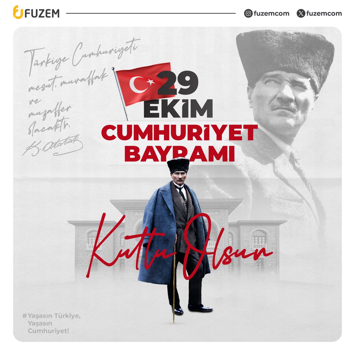 Umudun, yaşamın, bilimin, geleceğin, dayanışmanın, bağımsızlığın, özgürlüğün, CUMHURİYETİMİZİN 101. YILI kutlu olsun. 🇹🇷🇹🇷🇹🇷🇹🇷🇹🇷

Yaşasın C U M H U R i Y E T
fuzem.com

#fuzem #atatürk #cumhuriyet #29ekim #29ekimcumhuriyetbayramı