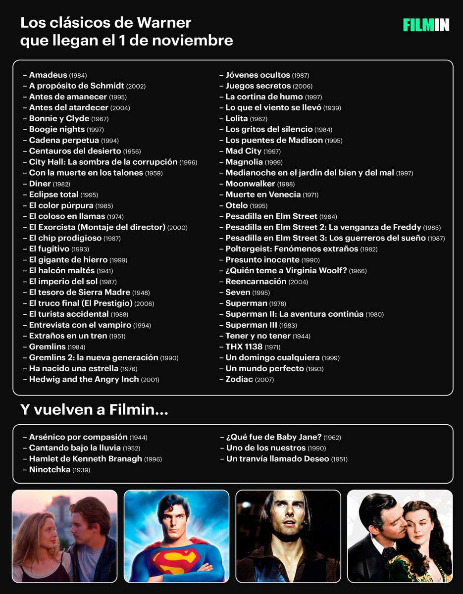 Increíble lo que tiene preparado los de <a href="/Filmin/">Filmin</a> para el mes de noviembre, si no recuerdo mal el mes pasado fue una gran lista de Disney y ahora toca Warner, que gran plataforma totalmente compatible con el formato físico ❤️