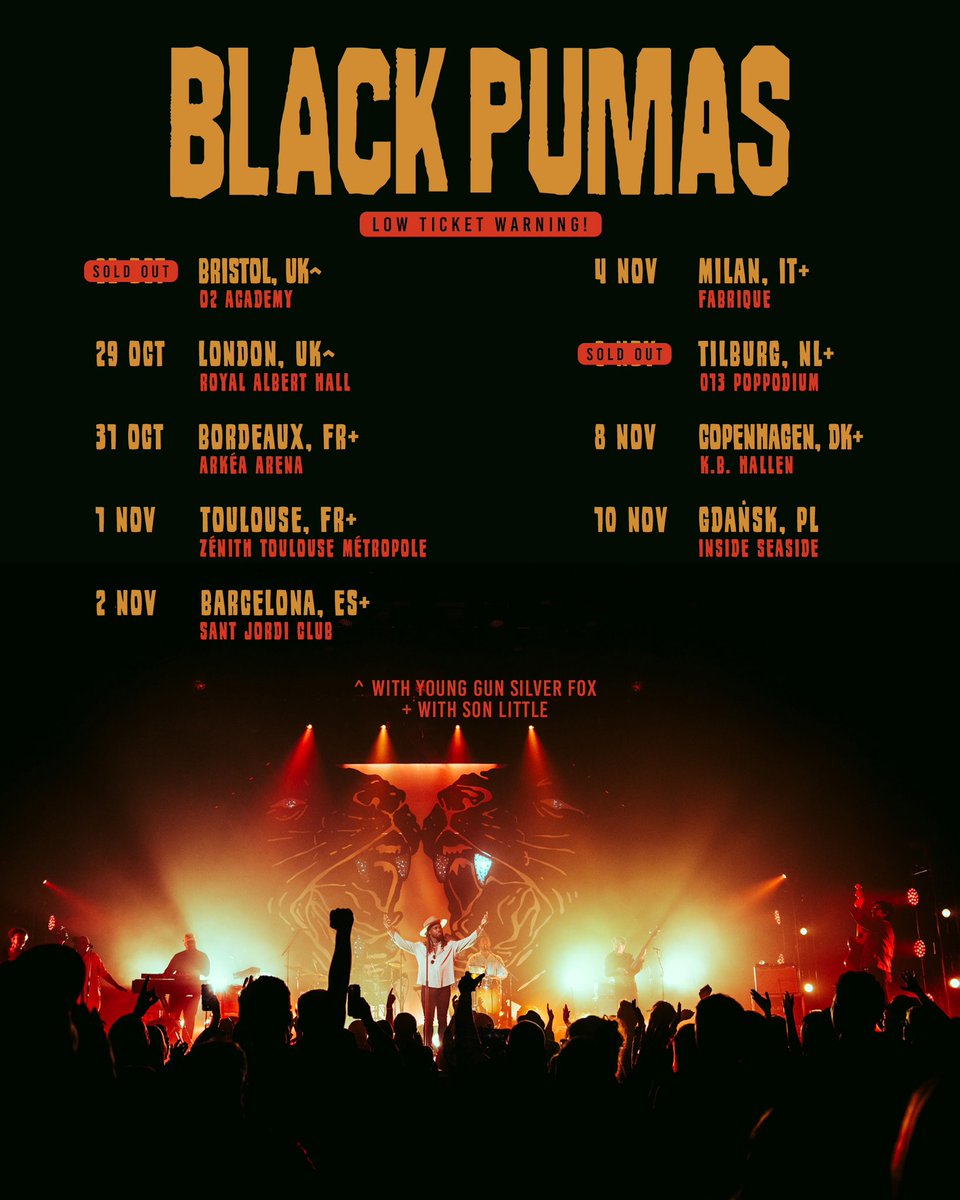 Black Pumas (@blackpumasmusic) on Twitter photo Our European tour kicks off tonight with a sold out show in Bristol! Tickets are low for this run, so hurry on over to 10atoms.com/BPTour π
πΈ <a href="/thesadpunk_/">Skylar ππ»</a> Our European tour kicks off tonight with a sold out show in Bristol! Tickets are low for this run, so hurry on over to 10atoms.com/BPTour π
πΈ <a href="/thesadpunk_/">Skylar ππ»</a>