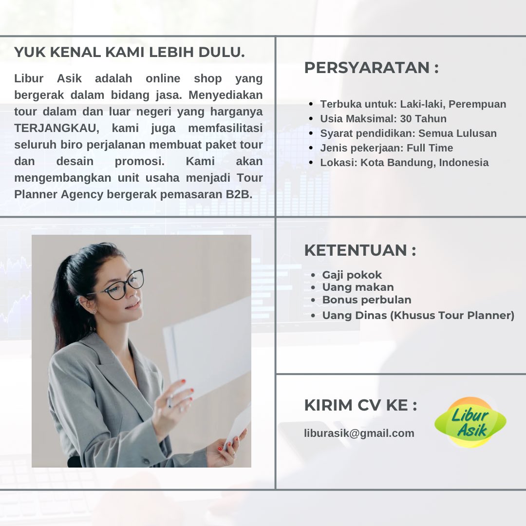 LiburAsik's tweet photo. Minas lagi buka loker nih nder.. dicari banyak Tour Planner khususnya.. buruan daftar nder! https://t.co/GtfNRn0qTI