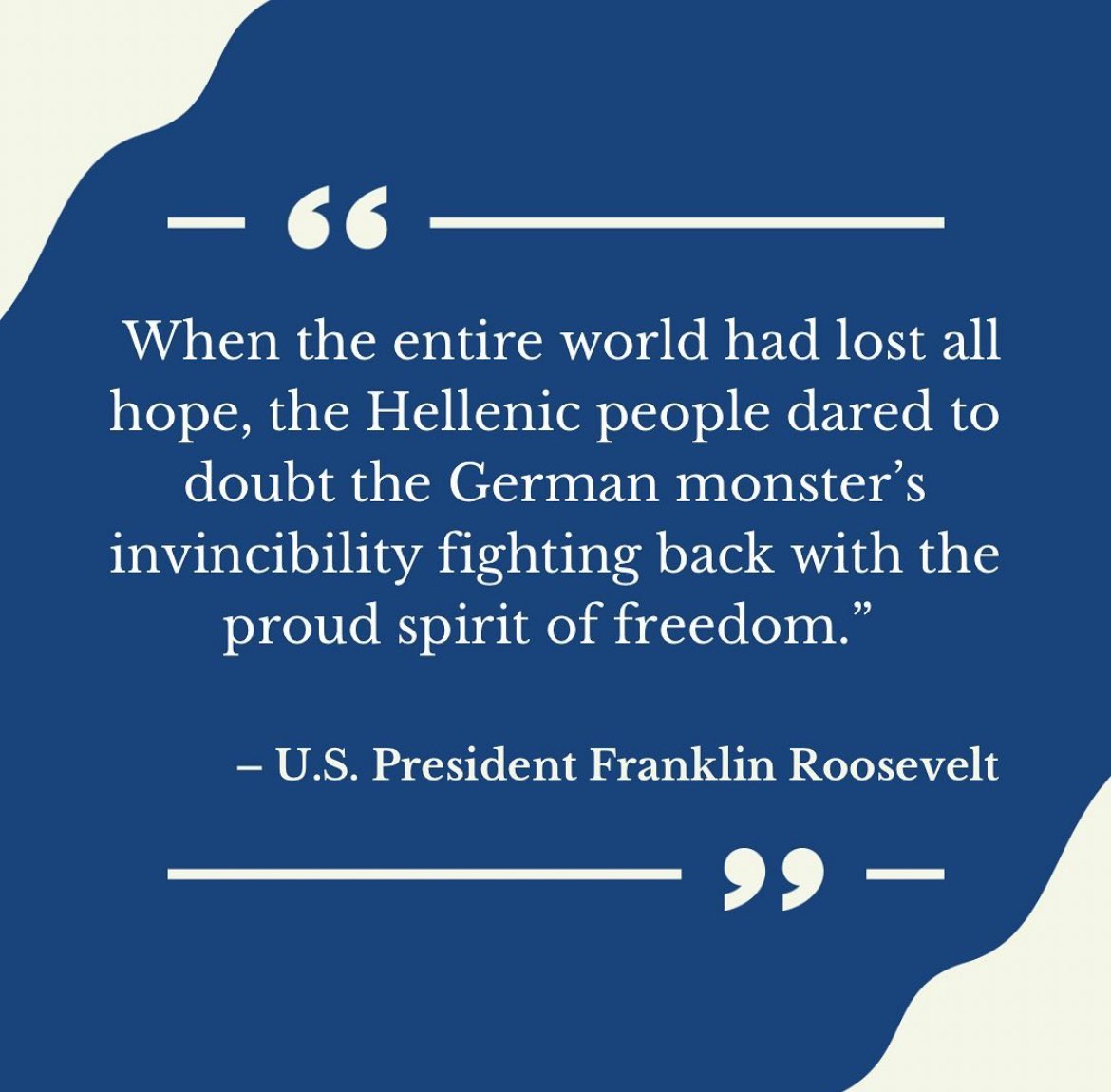 MrsGettleman's tweet photo. On this day in 1940, the Greek Prime Minister received an ultimatum from Italy stating that their forces will be occupying Greece.  Prime Minister Metaxas rejected their ultimatum by responding "no" or "óx!" which is changed the entire outcome of WWIl.
#oxiday #oxiday #oxi https://t.co/TyW6wYqBBs