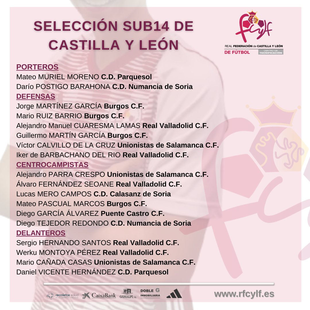 SELECCIONES / <a href="/FCyLF/">RFCYLF</a> 

Convocatorias ☑️Selecciones #CYL Sub14 y Sub16
Fase de Clasificación 🇪🇸 Campeonato de España 1 y 2 de noviembre 📍

rfcylf.es/pnfg/NNws_ShwN…