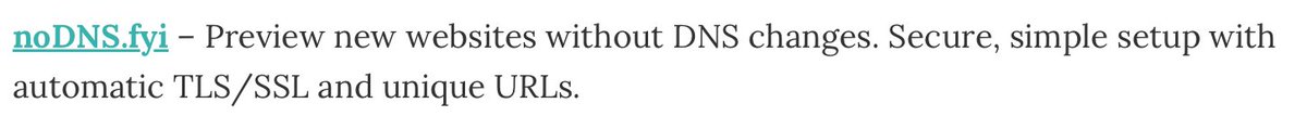 adamrdaniels's tweet image. Huh. Just noticed that NoDNS.fyi was mentioned in Tailwind Weekly. I&apos;m surprised because I didn&apos;t really talk about it publicly until recently. Very cool! 😎

tailwindweekly.com/issue-173/