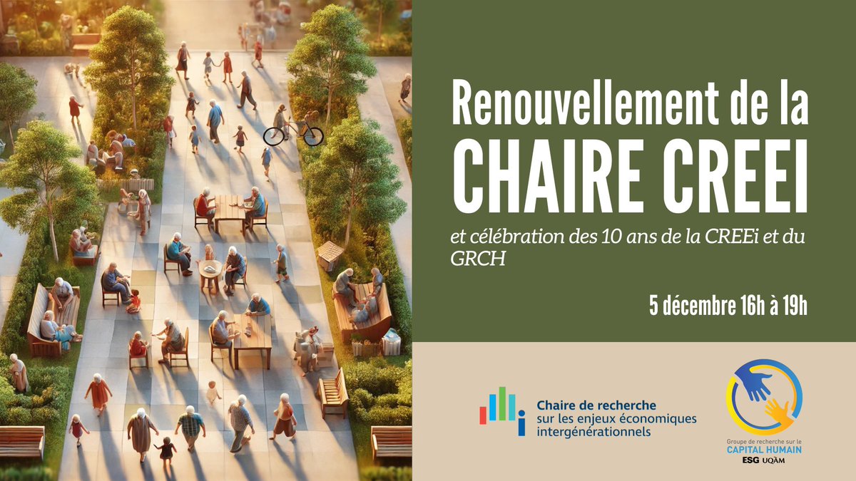 creei_ca's tweet photo. 🎉 Événement spécial ! Nous fêtons le renouvellement de la #CREEi et le 10e anniversaire de la #GRCH. Rétrospective, table ronde sur les politiques publiques et réception. 📅 5 déc. 🕓 16h-19h https://t.co/MnSdfPII0y #Économie #Intergénérationnel #CapitalHumain https://t.co/VLVFg7ntTr