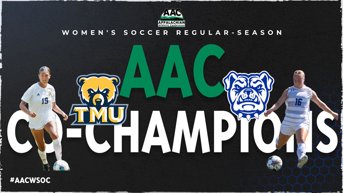 AACsports's tweet photo. 🏆CO-CHAMPS🏆

@TMUBears and @twbulldogs both finished the regular season at 12-0-1 in conference play to share the #AACWSOC championship

#NAIAWSoccer https://t.co/TmO69k5in9