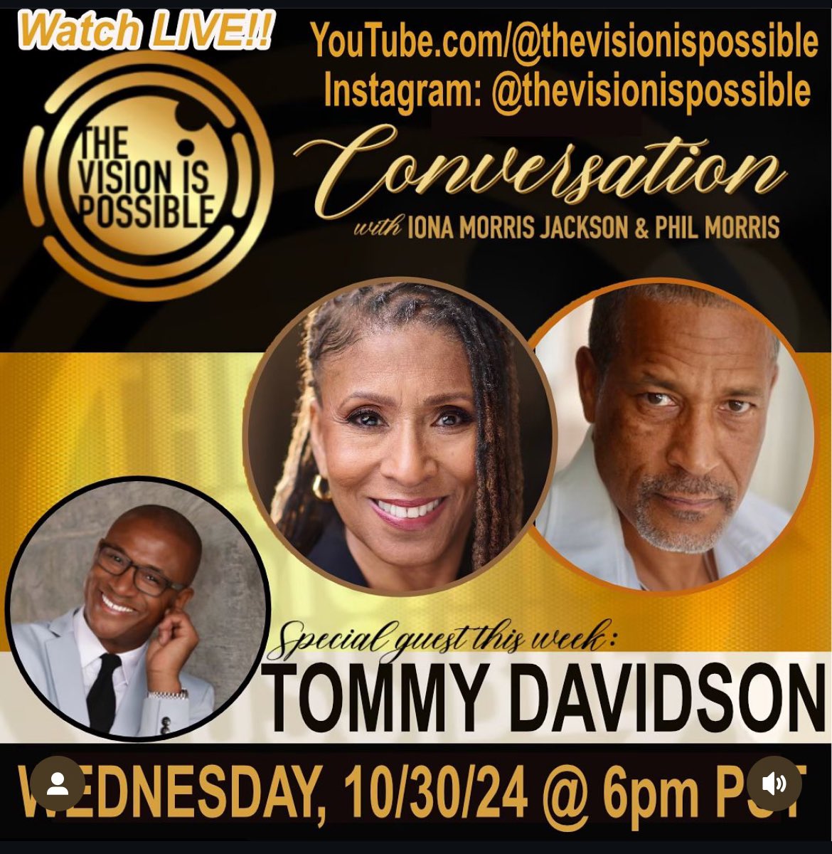 Kelly C - #FBLC 👀She/Her (@skoochie23) on Twitter photo This will be🔥
Tommy Davidson is the guest this week.
Conversations with @Iona_Morris and <a href="/thephilmorris/">Phil Morris</a> are meaningful, entertaining & inspiring. #BehindtheScenes stories are epic!
#Growtober #Director #actor #BlackTwitter #comedy #vision #Motivation
youtube.com/@thevisionispo… This will be🔥
Tommy Davidson is the guest this week.
Conversations with @Iona_Morris and <a href="/thephilmorris/">Phil Morris</a> are meaningful, entertaining & inspiring. #BehindtheScenes stories are epic!
#Growtober #Director #actor #BlackTwitter #comedy #vision #Motivation
youtube.com/@thevisionispo…