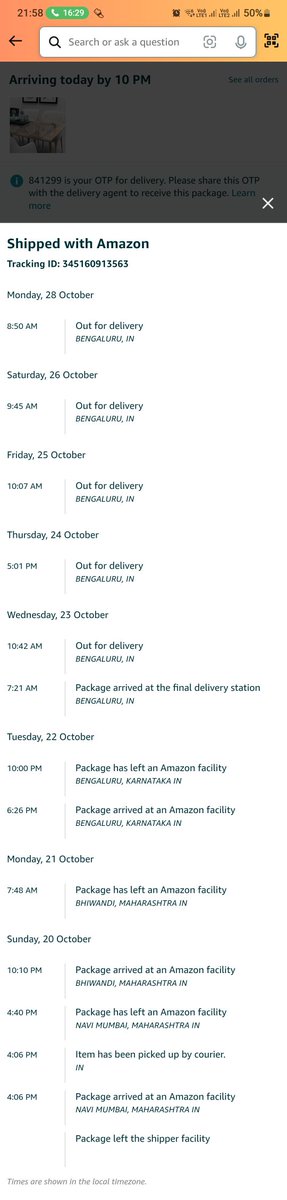 kirpata's tweet photo. @amazonIN since 23rd Oct the parcel is our for delivery!!! Am I sitting in sahara desert ??? https://t.co/bLNz7pKk4u