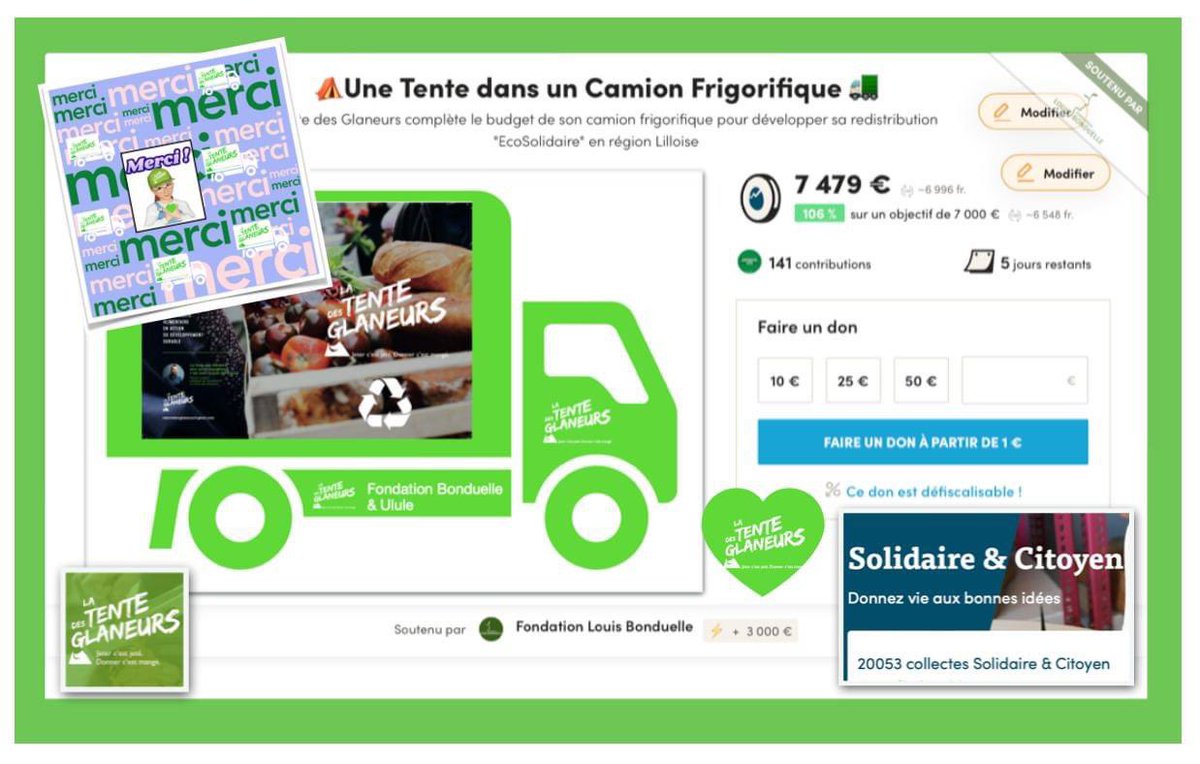 🗓️il reste 5 jours à notre campagne ✅ On essaye , ensemble de monter un autre palier ? ✳️Le plus permettra d'entretenir notre camion , carburant  , assurance...  🚛 fr.ulule.com/achat-camion-f…