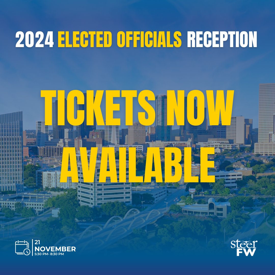 SteerFW's tweet photo. Join SteerFW for our 2024 Elected Officials Reception at Trinity River Distillery! This is your chance to get up close and personal with Fort Worth's leaders, discuss important issues, and learn more about their plans for our community

Tickets: https://t.co/rgt8c0zKZq https://t.co/QNT51dRt79