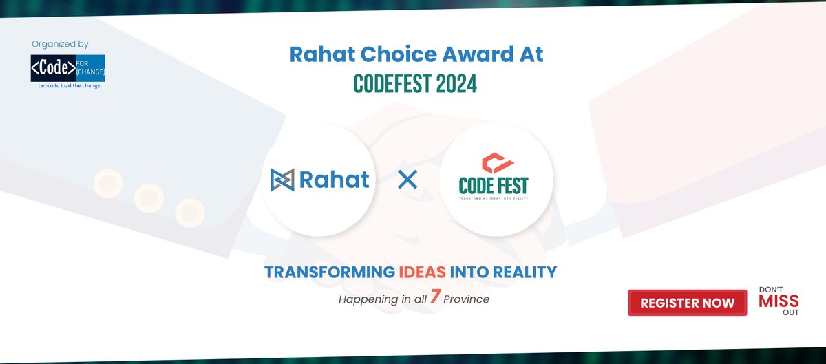 esatya_io's tweet image. 🚀 Exciting News! 🚀

We&apos;re teaming up with CodeFest Nepal for the Rahat Choice Award—where tech meets humanitarian solutions 🌍. Join us!

📅 Register: bit.ly/CodefestRegist…
Stay tuned for more updates!
#CodeFest #Hackathon #HumanitarianTech