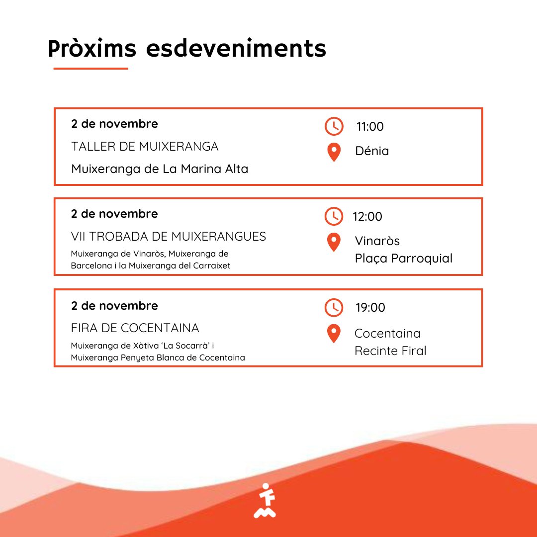 Ací teniu l'agenda muixeranguera per a la setmana #LesMuixeranguesFemPinya #AgendaMuixeranguera