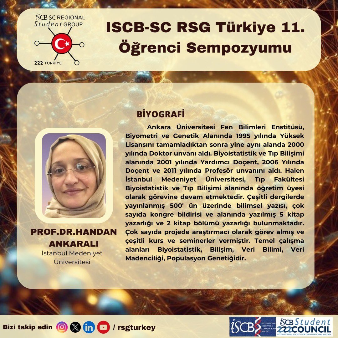 🌐 Clinical Bioinformatics Panel at the 11th Student Symposium! We’re excited to introduce our first panelist: Prof. Dr. <a href="/handanankarali/">Handan Ankaralı, Prof.Dr</a> from Istanbul Medeniyet University.
