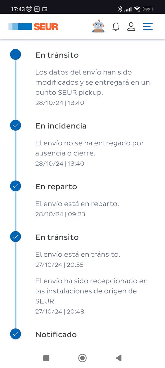 Avui <a href="/SEUR/">SEUR</a> <a href="/SEUR_responde/">@SEUR_responde</a> diu que ha intentat fer entrega a casa i no hi havia ningú, tinc també el timbre connectat al mòbil, cap notificació. L'únic que m'ofereixen és passar-ho a buscar en un punt de recollida. Un servei nefast i atenció al client igual.
