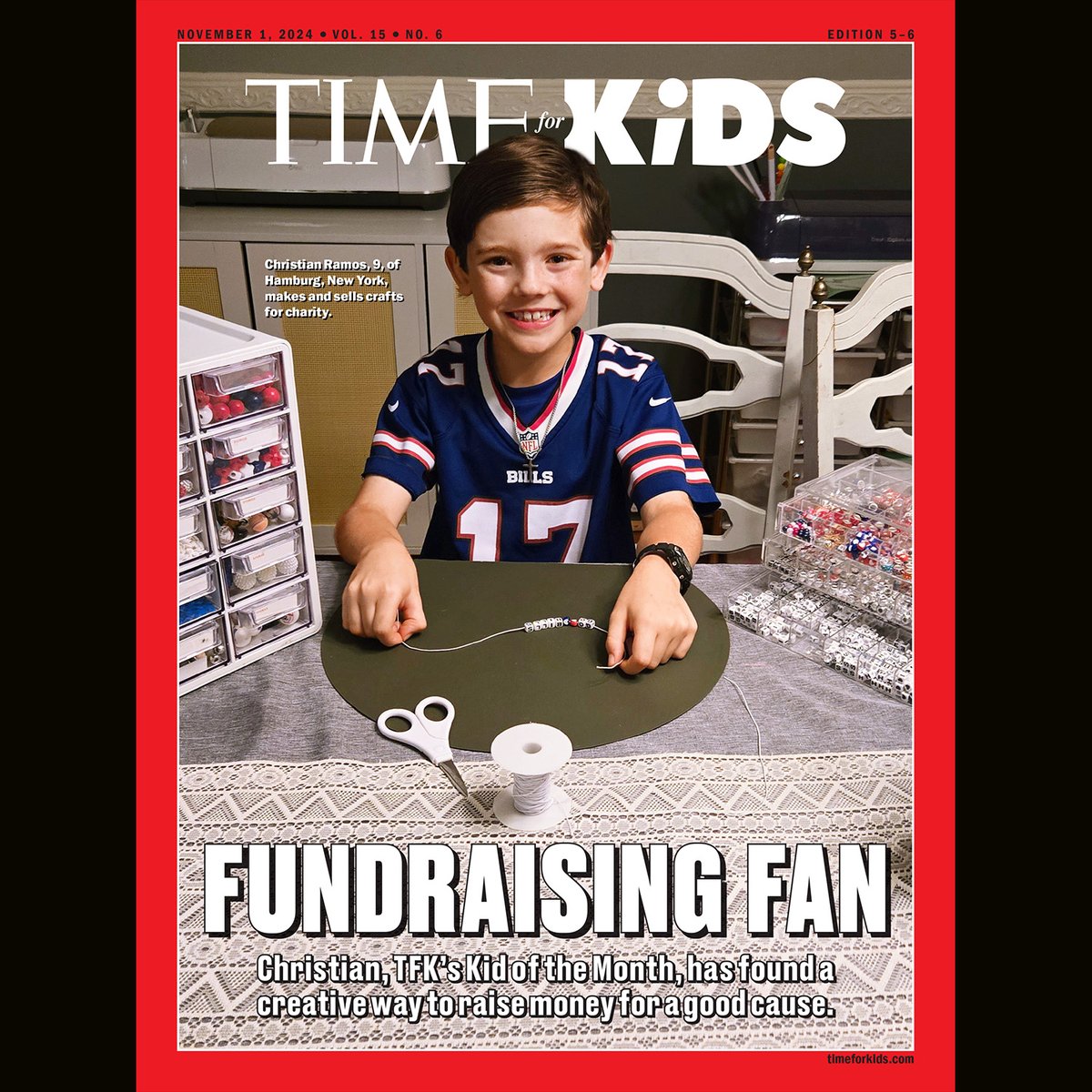 Christian Ramos, 9, is our November Kid of the Month! He crafts and sells Buffalo Bills souvenirs to raise money for the Patricia Allen Fund and Oishei Children's Hospital. Read more: ti.me/4e4RrNe 🏈
