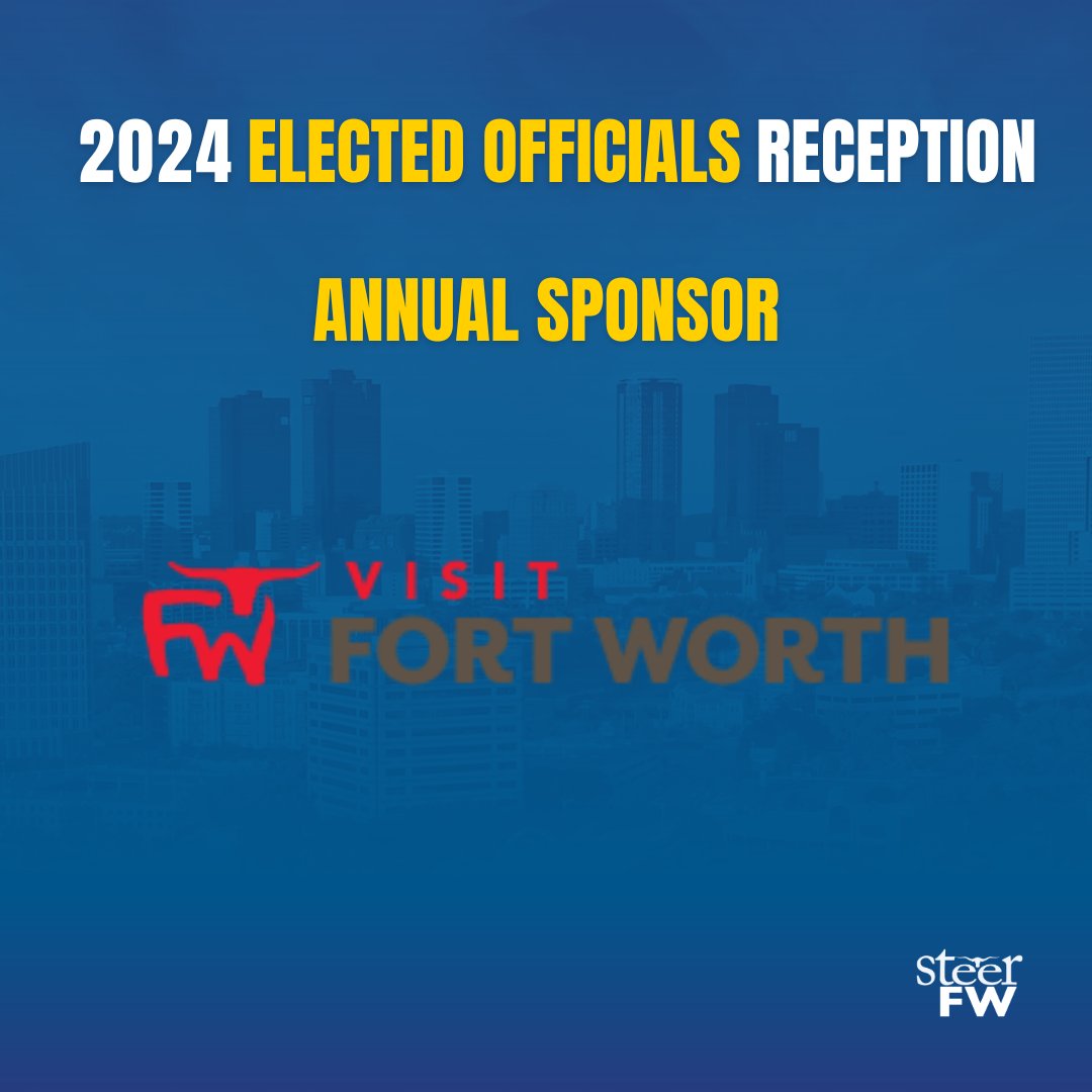 SteerFW's tweet photo. Thank you to our 2024 Annual Sponsors: @TrinityMetro, @VisitFortWorth, @RYHTexas &amp; Arcpoint Studios

2024 Elected Officials Reception Tickets Now Available: https://t.co/rgt8c0AiOY https://t.co/hcHc4ywWcD