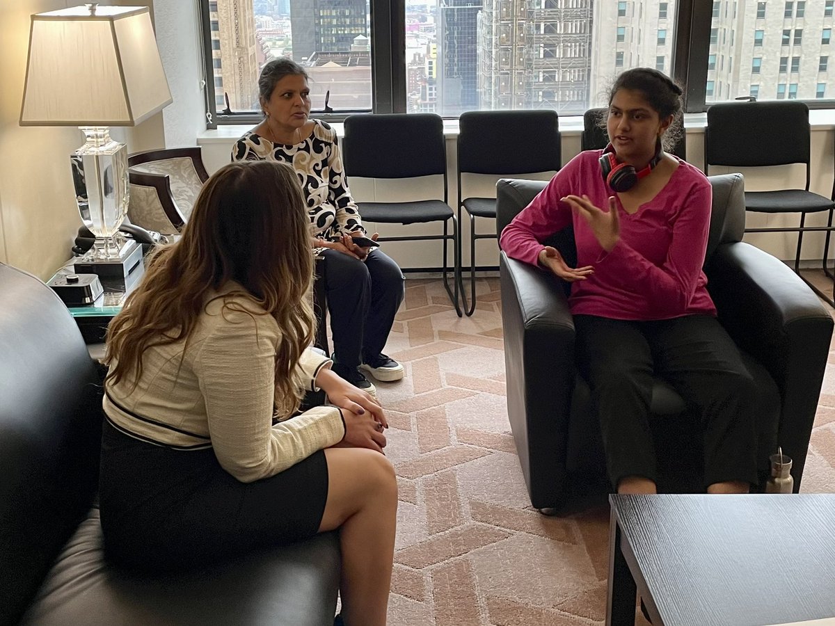 USGlobalYouth's tweet photo. I was honored to meet @MadhviChittoor, the founder of Madhvi4EcoEthics and the EcoEthics Global Movement, and the youngest UN Advisor at 13 years old.

Since the age of six, Madhvi has championed sustainability, and is a reminder to all of us that you’re never too young to lead. https://t.co/IlqKPN20pF