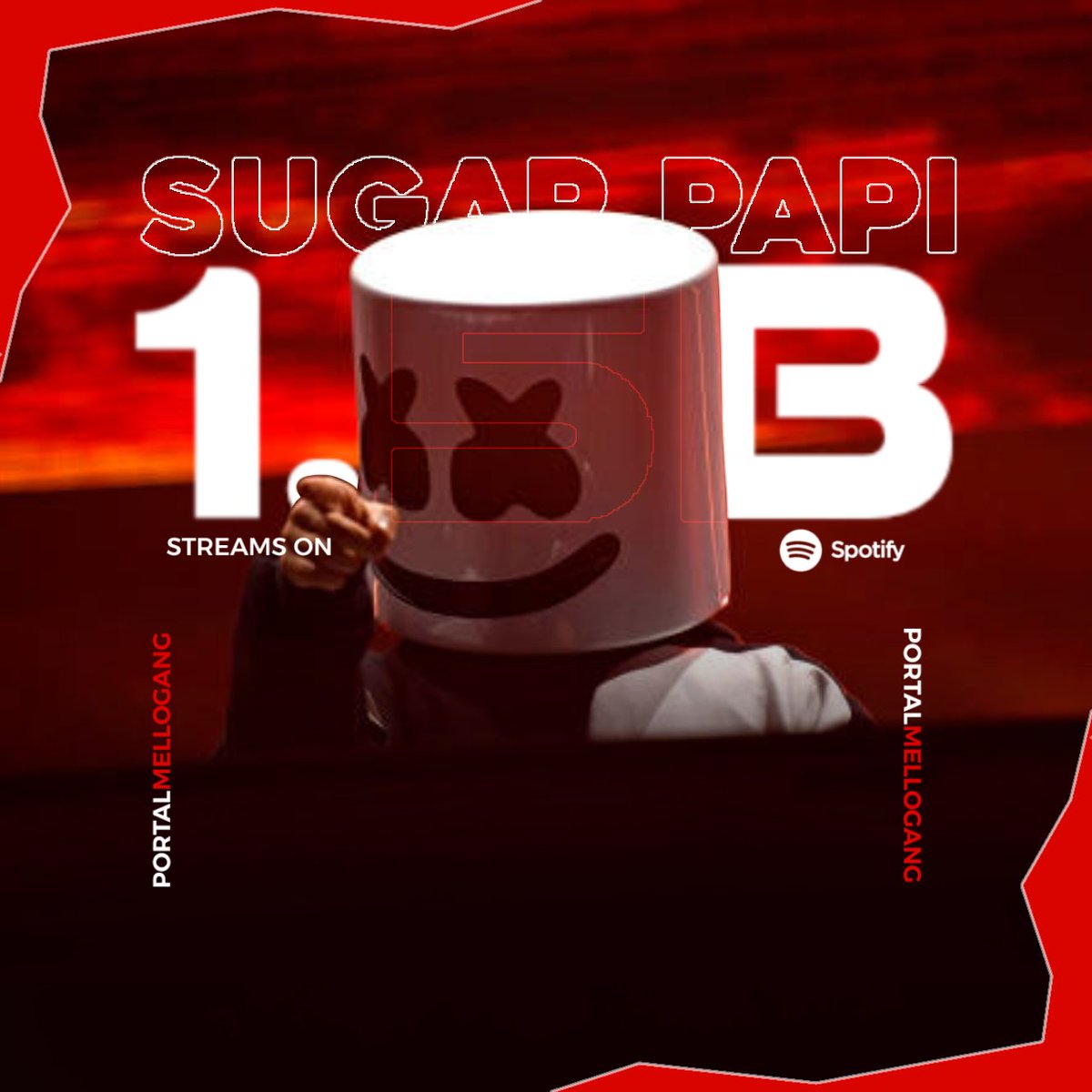 portalmellogang's tweet photo. "#SugarPapi", @Marshmello's album, surpassed 1.5 BILLION streams on Spotify. https://t.co/hxpOIYK7Jv
