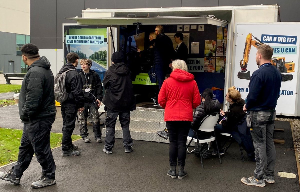 A busy, if slightly damp, day <a href="/TSCG_CollegeGrp/">Trafford & Stockport College Group</a> with the  <a href="/civilrem_uk/">Civil & Remediation</a> mobile plant simulator.