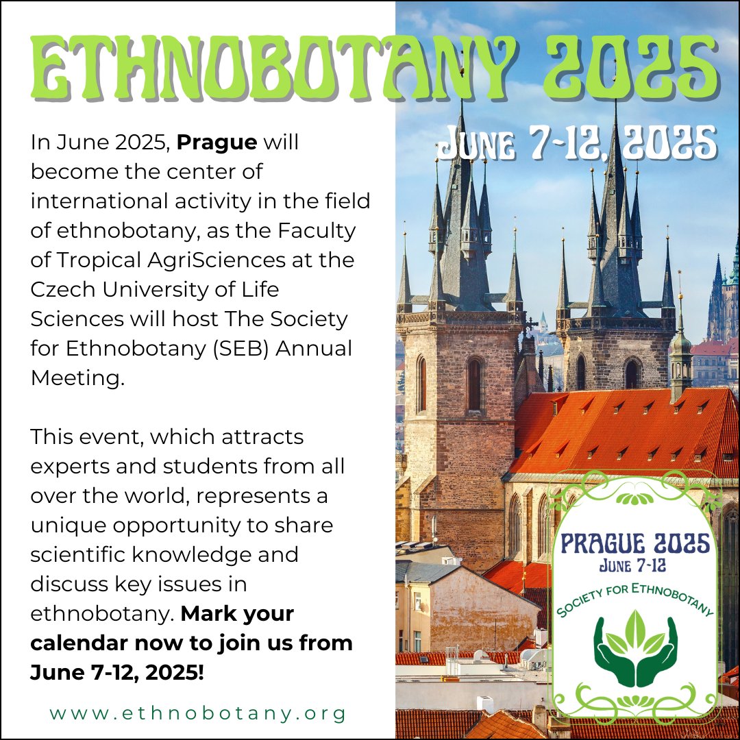 SEBotany's tweet photo. π Join us in Prague for the Society for Ethnobotany (SEB) Annual Meeting in June 2025! To learn more about the meeting, or submitting a workshop proposal, visit https://t.co/6GMe5iSAdm πΎπΏ
#SEBotany #SEBmeeting #prague #ethnobotany https://t.co/MxlvTOsQVu