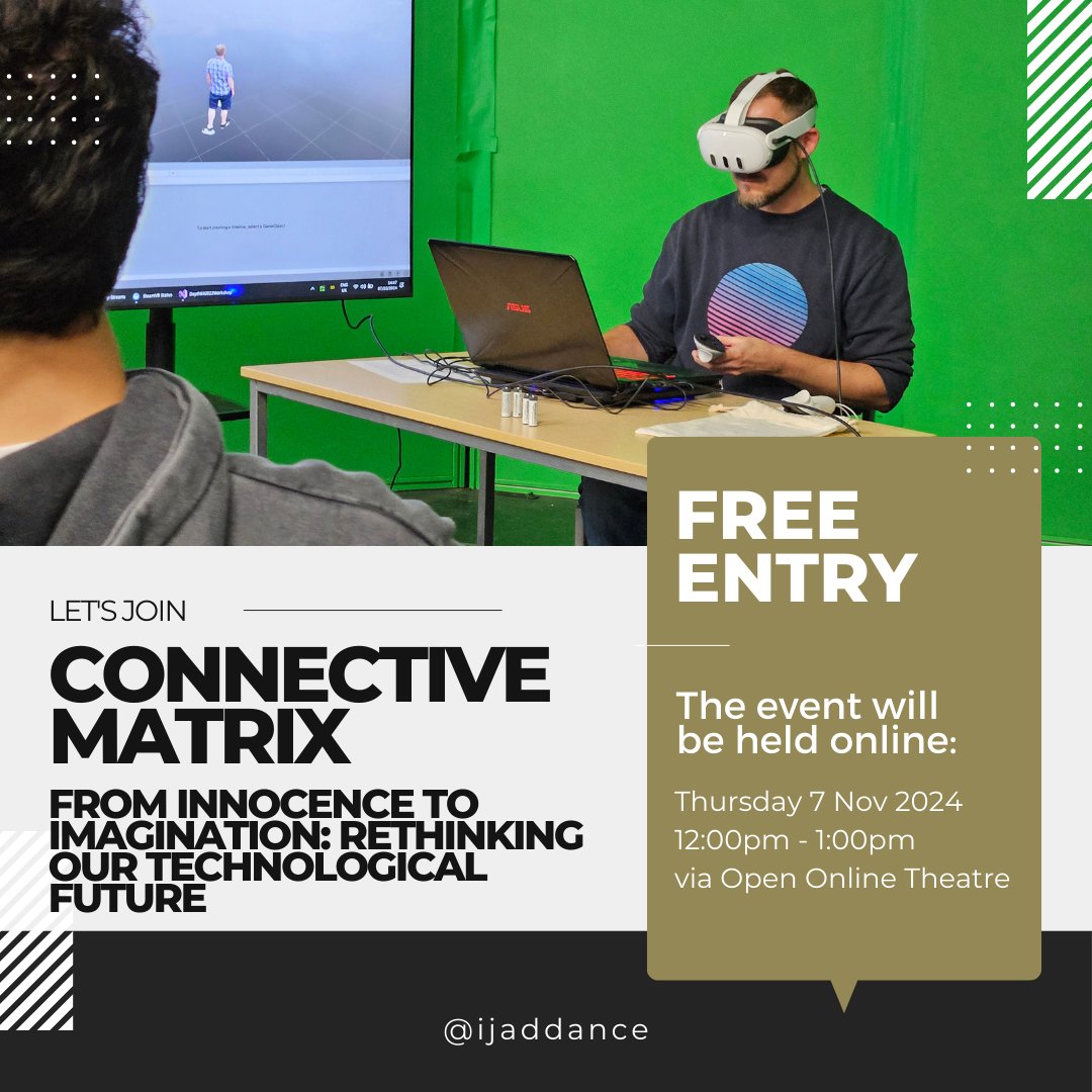 IJADdance's tweet photo. NEW! Connective Matrix - From Innocence to Imagination: Rethinking Our Technological Future

📅Thurs 7 Nov, 12–1

Helen Kennedy &amp; @VIPStudioUoN colleagues discuss the bias, privilege &amp; social inequalities embedded in digital technologies &amp; systems.

https://t.co/oB7LFAj0KS https://t.co/qJ8My8BWu4