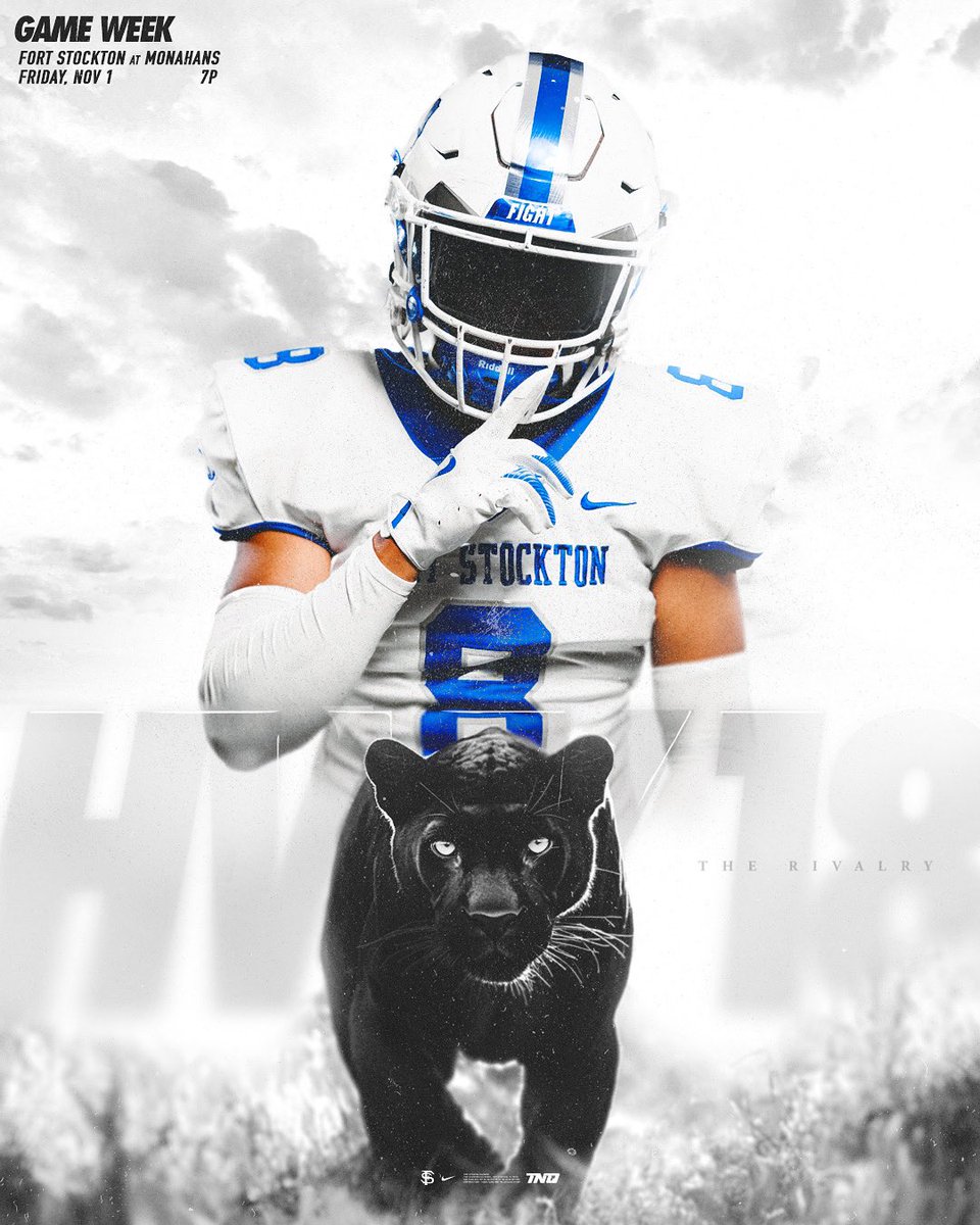 Fort Stockton Football (@fortstocktonfb) on Twitter photo GAME WEEK - THE RIVALRY
Fort Stockton at Monahans
Friday, Nov 1 - 7PM
Monahans, TX
#panthers #panthersfight #TNQ #fortstockton #gopanthers #teamneverquit #thehuntison <a href="/thecoachhickman/">Jeremy Hickman</a> GAME WEEK - THE RIVALRY
Fort Stockton at Monahans
Friday, Nov 1 - 7PM
Monahans, TX
#panthers #panthersfight #TNQ #fortstockton #gopanthers #teamneverquit #thehuntison <a href="/thecoachhickman/">Jeremy Hickman</a>