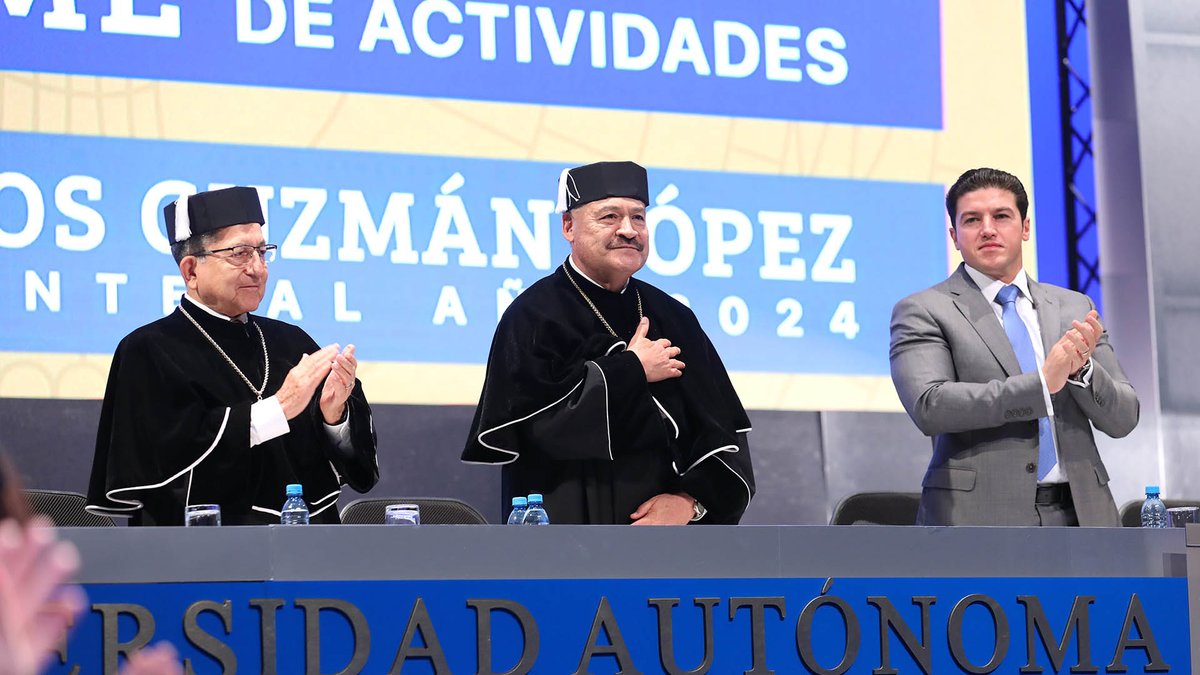 CopaesMx's tweet photo. Atestiguamos con gran orgullo el 3er informe del rector Santos Guzmán López al frente de la @UANL e inicio del 2º periodo rectoral. @CopaesMx lo felicita por su respaldo a la excelencia educativa, incluyente, equitativa y humanista, y avances en la internacionalización académica https://t.co/GErUGYp8oV