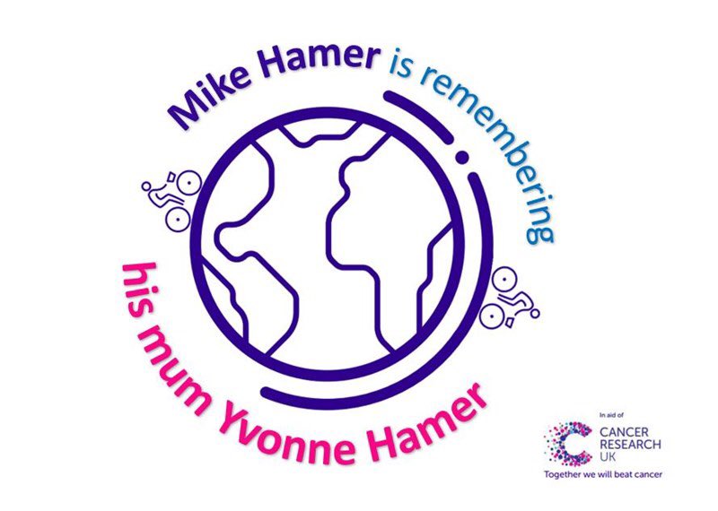 Many thanks to Mike Hamer for your kind donation, remembering your mum Yvonne Hamer on behalf of <a href="/CR_UK/">Cancer Research UK</a> and myself. It is appreciated.

Over 4 years 4 months I’ve cycled 40,075kms up an incline 802 kms high to help them beat #cancer .  Details @ justgiving.com/fundraising/cy…
