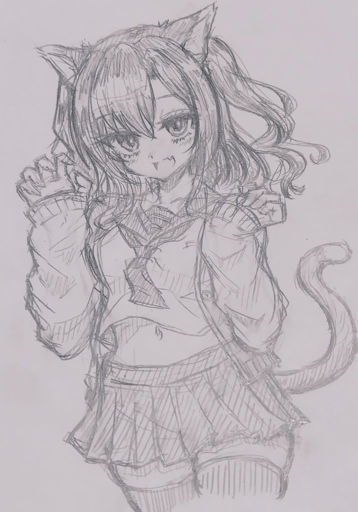 「おかしい…ハロウィンっぽい絵を描こうとしてたのにただのネコミミユウカもどきになっ」|紫之天ゆ～り@お絵描き復帰のイラスト