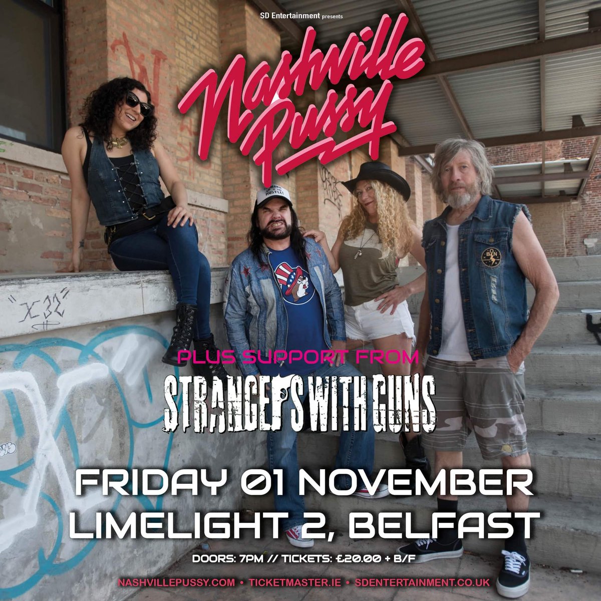 𝗧𝗛𝗜𝗦 𝗙𝗥𝗜𝗗𝗔𝗬

<a href="/nashville_pussy/">NASHVILLE PUSSY</a> are in town plus <a href="/SW_Guns/">Strangers With Guns</a> in tow as support at <a href="/LimelightNI/">Limelight Belfast</a> 

Remaining tickets from <a href="/TicketmasterIre/">Ticketmaster Ireland</a>