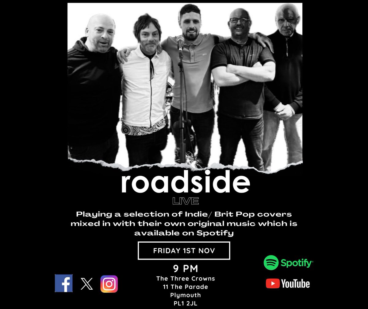 Just a quick reminder that we’re playing @threecrownsplymouth This Friday 1st November 9pm #livemusic #plymouth #barbicanplymouth #britpop #indierock #britishmusic #thebestbandyouveneverheard