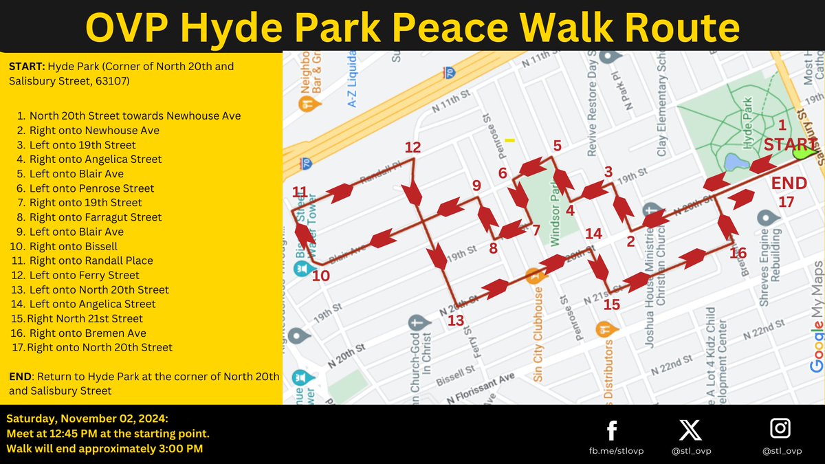 🕊️ Walk for Peace at Hyde Park this Saturday! Wear yellow for hope and join us on Nov 2, 1-3 PM. Meet at 20th St. &amp; Salisbury St at 12:45 PM. 

RSVP &amp; route: tinyurl.com/ovp-peace 🌼 
#PeaceWalk #HopeInYellow