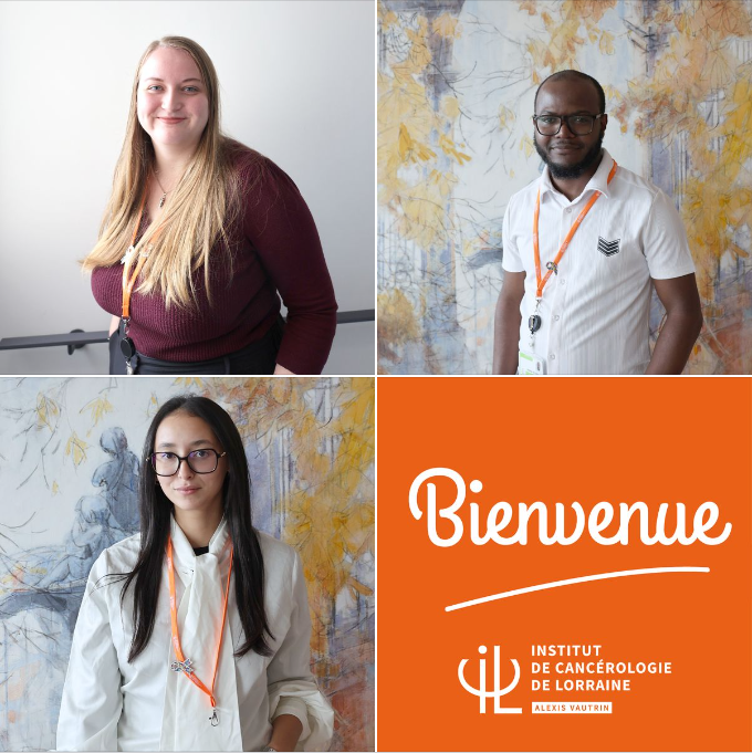 [Bienvenue] 
3 nouveaux arrivants au 𝐂𝐞𝐧𝐭𝐫𝐞 𝐝𝐞 𝐑𝐞𝐜𝐡𝐞𝐫𝐜𝐡𝐞 𝐂𝐥𝐢𝐧𝐢𝐪𝐮𝐞 (CRC) de l’<a href="/icl_lorraine/">ICL Lorraine</a> :
👉Fleur GEERTS - Attachée de Recherche Clinique 
👉Héritier KIYUPA LASE - Attaché de Recherche Clinique
👉Oumaima MABROUK - Alternante Attachée d’Etudes Cliniques