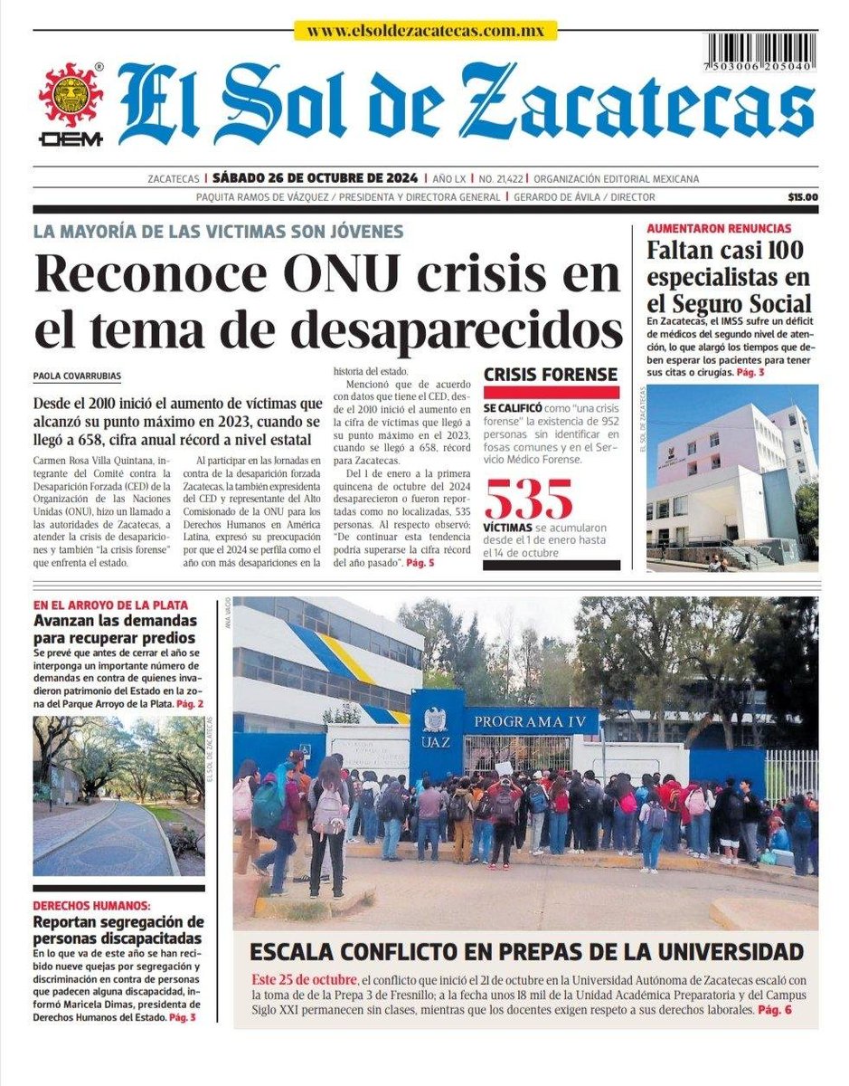 CentroProdh's tweet photo. Agradecemos a los medios locales de #Zacatecas su cobertura de las "Jornadas  en contra de la #DesapariciónForzada" para difundir la situación de las y los desaparecidos en el estado. Su trabajo, realizado en condiciones adversas, es esencial para visibilizar la luchas de las familias.
