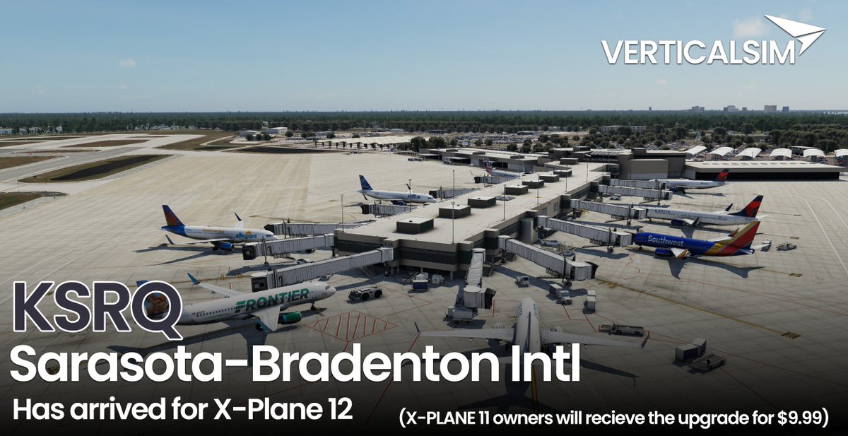 📷 KSRQ - Sarasota-Bradenton Intl. has now arrived for X-Plane 12📷  

(X-Plane 11 owners will receive the upgrade for $9.99) verticalsims.com/shop/xp12/ksrq…