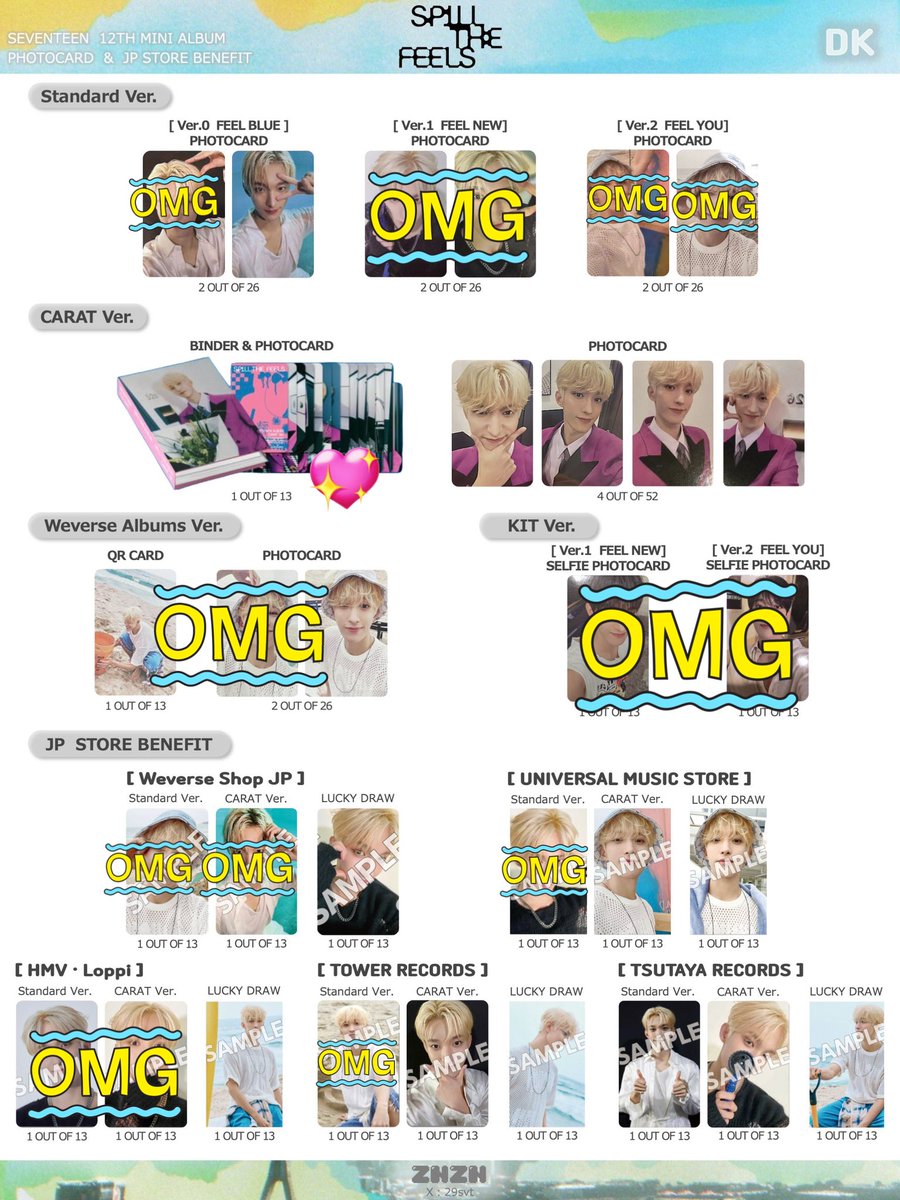 SEVENTEEN SPILL THE FEELS セブチ 交換 トレカ 店舗特典 hmv タワレコ weverse ユニバ TSUTAYA carat盤 ラキドロ バインダー kit
　　　
【譲】  画像1、2枚目

【求】 画像3、4枚目