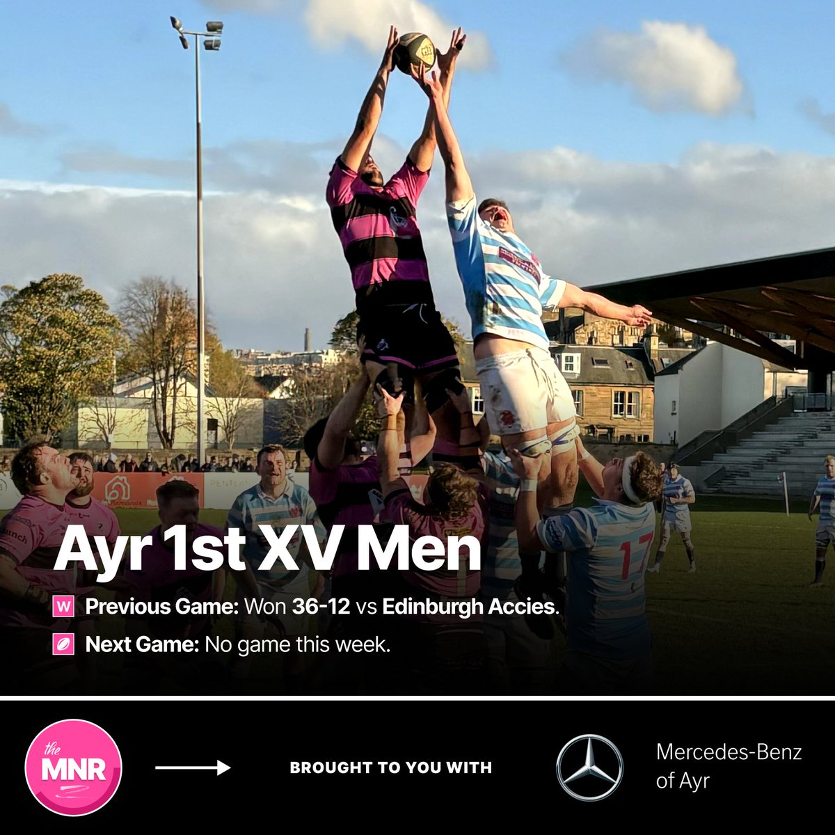 OfficialAyrRFC's tweet photo. The Monday Night Roundup | 🗒️

Start your week off by catching up on all the ongoings at the club - Brought to you with Mercedes-Benz of Ayr!

Check out all our teams below: 👇
https://t.co/au4hAaOUDa

#millbraemade | #MNR https://t.co/0vTMfC2c7k
