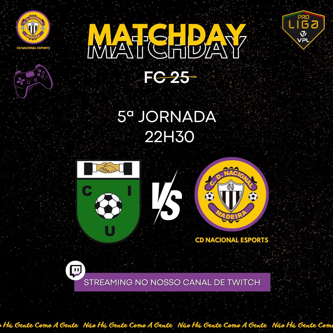 Dia de voltar à ação! 🎮

🆚 CUI Esports 

𝑵𝒂̃𝒐 𝒉𝒂́ 𝒈𝒆𝒏𝒕𝒆 𝒄𝒐𝒎𝒐 𝒂 𝒈𝒆𝒏𝒕𝒆! ⚪️⚫️

#CDNacionaleSports | #ESports  | #ProClubs |#NãoHáGenteComoAGente