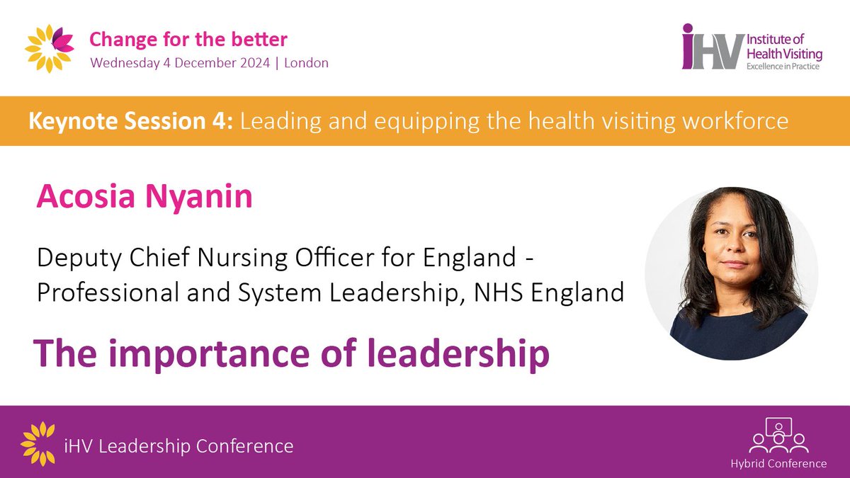 iHV (@ihealthvisiting) on Twitter photo We are delighted that <a href="/AcosiaNyanin/">Acosia Nyanin đź’™</a>, Deputy CNO for England, will join us at our #iHVLeadership2024 Conference, to speak about 'The importance of leadership'.
Don't miss out! Book your place today for an incredible line-up buff.ly/3Xsg5Ct We are delighted that <a href="/AcosiaNyanin/">Acosia Nyanin đź’™</a>, Deputy CNO for England, will join us at our #iHVLeadership2024 Conference, to speak about 'The importance of leadership'.
Don't miss out! Book your place today for an incredible line-up buff.ly/3Xsg5Ct