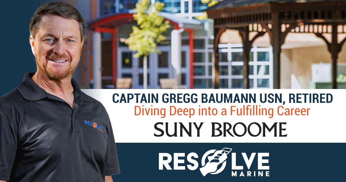 @SUNYBroome Community College Alumni profiled @ResolveMarine’s Manager of Government Affairs, retired <a href="/USNavy/">U.S. Navy</a> Captain Gregg Baumann including his salvage and diving career and his critical role following the M/V Dali’s collision with the Key Bridge.  ow.ly/Q0hW50TUGEe