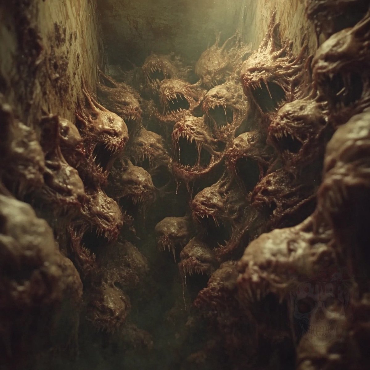 FruitSalad_bri's tweet photo. #ai #aihorror #horror #creature #creepy #unsettling #faces #gnashing #surreal https://t.co/76rZfPR16i