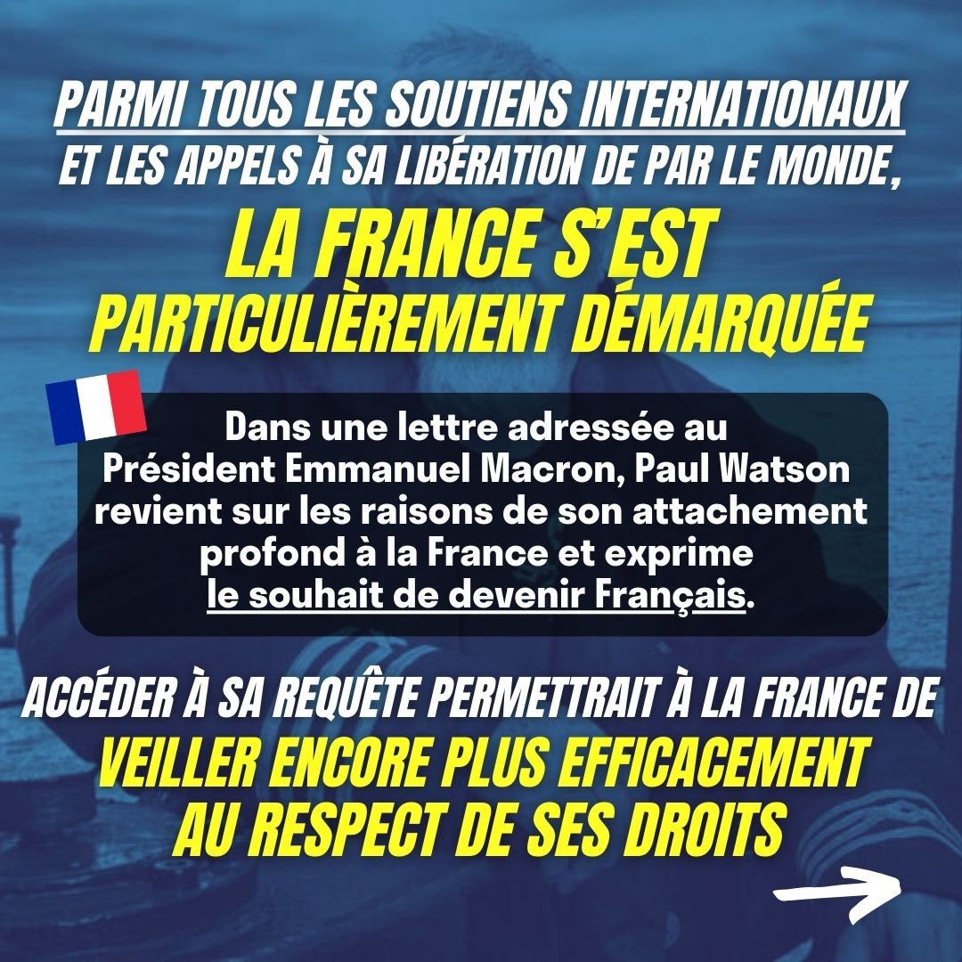 SeaShepherdFran's tweet photo. 🚨APPEL À LA MOBILISATION 
Aujourd’hui, cela fait 100 jours que Paul Watson est injustement incarcéré au Groenland. Il y a quelques jours, il a adressé une lettre au Président @EmmanuelMacron pour lui exprimer son souhait de devenir français. Nous lançons une pétition afin que les français(es) qui le souhaitent puissent exprimer leur soutien. L’octroi de la nationalité française à Paul Watson permettrait à la France de veiller encore plus efficacement au respect de ses droits. 

Mobilisons-nous pour que Paul Watson devienne l'un des nôtres !

Lien vers la pétition : https://t.co/HbvRZvBfCN

#FreePaulWatson